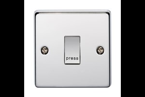 1 Gang Retractive Switch Printed 'Press' With Metal Rocker Highly Polished Chrome Finish Rocker