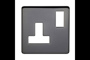 13A 1 Gang Double Pole Switched Socket Plate Black Nickel Finish