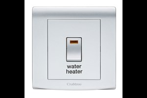 20A Double Pole Switch & Neon Printed 'Water Heater' Silver Finish