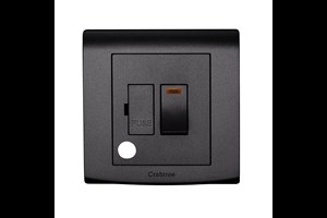 13A Double Pole Switched Fused Connection Unit with Flex Outlet & Neon Black Finish