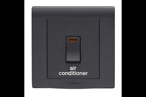 32A Double Pole Control Switch With Neon Printed 'Air Conditioner' Black Finish