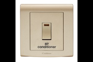 32A Double Pole Control Switch With Neon Printed 'Air Conditioner' Gold Finish