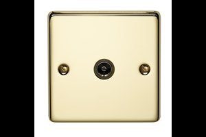 1 Gang 1 Way Direct Connection Coaxial Socket Polished Brass Finish