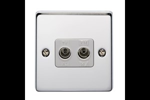 1 Gang 2 Way Direct Connection Coaxial Socket Highly Polished Chrome Finish