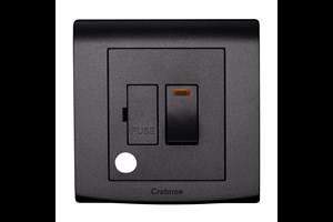 13A Double Pole Switched Fused Connection Unit with Flex Outlet & Neon Black Finish