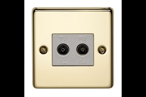 1 Gang 2 Way Direct Connection Coaxial Socket Polished Brass Finish