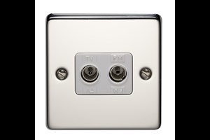 1 Gang 2 Way Direct Connection Coaxial Socket Polished Stainless Steel Finish