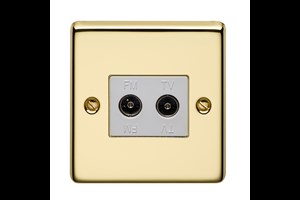 1 Gang 2 Way Isolated Coaxial Socket Polished Brass Finish