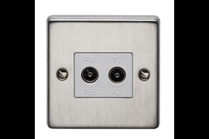 1 Gang 2 Way Isolated Coaxial Socket Stainless Steel Finish