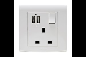 13A 1 Gang Switched Socket with USB Outlet (Total 2.1A)