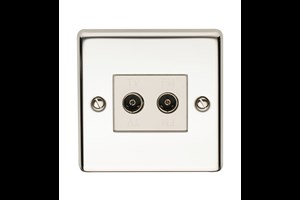 1 Gang 2 Way Direct Connection Coaxial Socket Polished Steel Finish