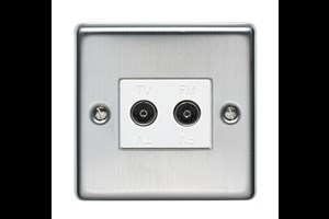 1 Gang 2 Way Direct Connection Coaxial Socket Stainless Steel Finish