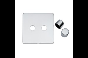 2 Gang Dimmer Plate Frame and Knob Highly Polished Chrome