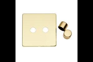 2 Gang Dimmer Plate Frame and Knob Polished Brass