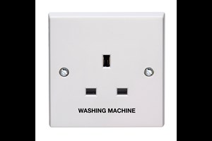 13A 1 Gang Unswitched Socket Printed 'Washing Machine' in Black