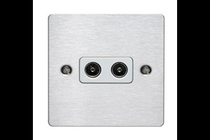 2 Gang Coaxial Socket Stainless Steel Finish