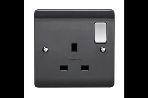 13A 1 Gang Double Pole Switched Socket All Grey With LED & White Rocker