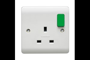 13A 1 Gang Double Pole Switched Socket With Green Rocker