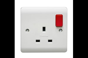 13A 1 Gang Double Pole Switched Socket With Red Rocker Clean Earth