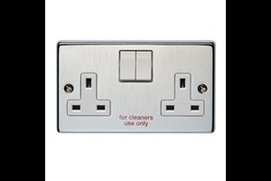 13A 2 Gang Single Pole Switched Socket Printed 'For Cleaners Use Only'