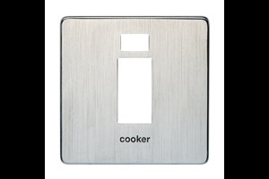 45A 1 Gang Double Pole Switch Plate With Neon Printed 'Cooker' Satin Chrome Finish