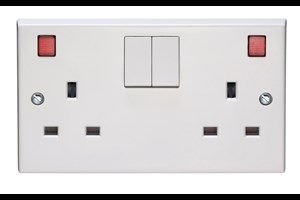 13A 2 Gang Single Pole Switched Socket With Neon Indicators