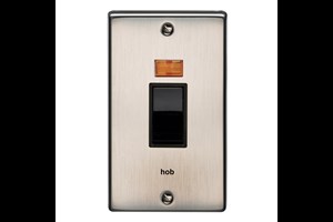 50A 2 Gang Double Pole Control Switch With Neon Printed 'Hob' in Black Text