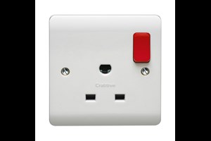 13A 1 Gang Double Pole Switched Socket Non Standard With Red Rocker Clean Earth