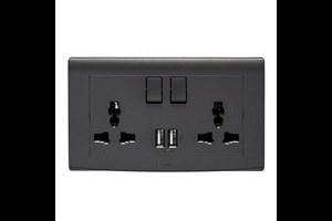 13A 2 Gang Multi Function Socket with 2 x Type A USB Ports Black