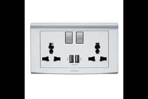 13A 2 Gang Multi Function Socket with 2 x Type A USB Ports Silver