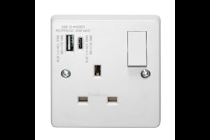 13A 1 Gang Single Pole Switched Socket with Type A and Type C 20W USB