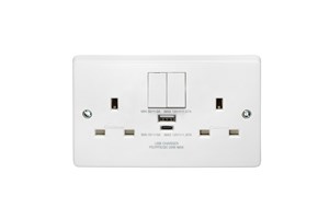 13A 2 Gang Single Pole Switched Socket with Type A and Type C 20W USB