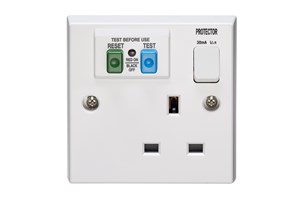 13A 1 Gang Double Pole Switched Socket With 30mA RCD Protection