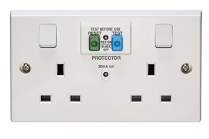 13A 2 Gang Double Pole Switched Socket With 30mA RCD Protection