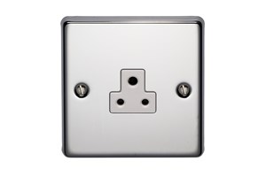 2A 1 Gang Round Pin Unswitched Socket Highly Polished Chrome Finish