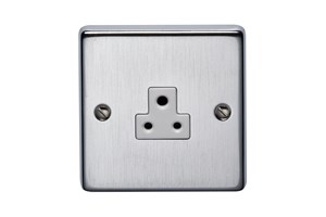 2A 1 Gang Round Pin Unswitched Socket Satin Chrome Finish