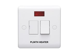 13A Double Pole Switched Fused Connection Unit With Neon Indicator Printed 'Plinth Heater'