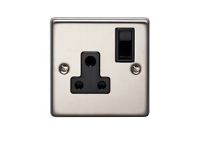 5A 1 Gang Round Pin Switched Socket Stainless Steel Finish
