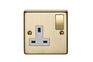 13A 1 Gang Single Pole Switched Socket With Metal Rocker Bronze Finish