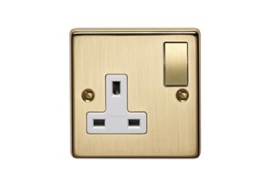 13A 1 Gang Double Pole Switched Socket With Metal Rocker Bronze Finish