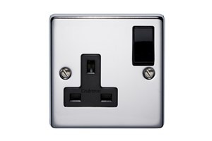 13A 1 Gang Double Pole Switched Socket Highly Polished Chrome Finish