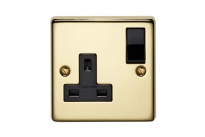 13A 1 Gang Double Pole Switched Socket Polished Brass Finish