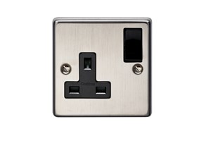 13A 1 Gang Single Pole Switched Socket Stainless Steel Finish