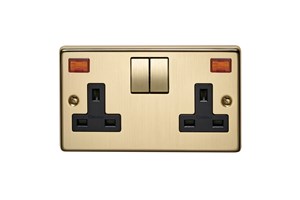 13A 2 Gang Single Pole Switched Socket With Metal Rocker And Neon Bronze Finish