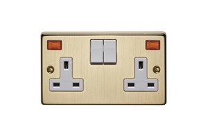 13A 2 Gang Double Pole Switched Socket With Neon Bronze Finish