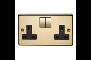 13A 2 Gang Single Pole Switched Socket With Metal Rocker Bronze Finish