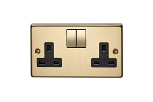 13A 2 Gang Single Pole Switched Socket With Metal Rocker Bronze Finish