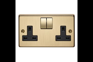 13A 2 Gang Double Pole Switched Socket With Metal Rocker Bronze Finish