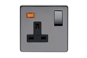 13A 1 Gang Double Pole Switched Socket With Neon Black Nickel Finish