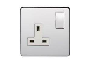 13A 1 Gang Double Pole Switched Socket Highly Polished Chrome Finish